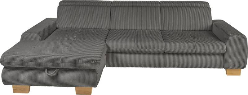 set one by Musterring Ecksofa, Kopteil verstellbar, mit Bettfunktion, in Cord, anthrazit, Sitzhöhe 49 von set one by Musterring