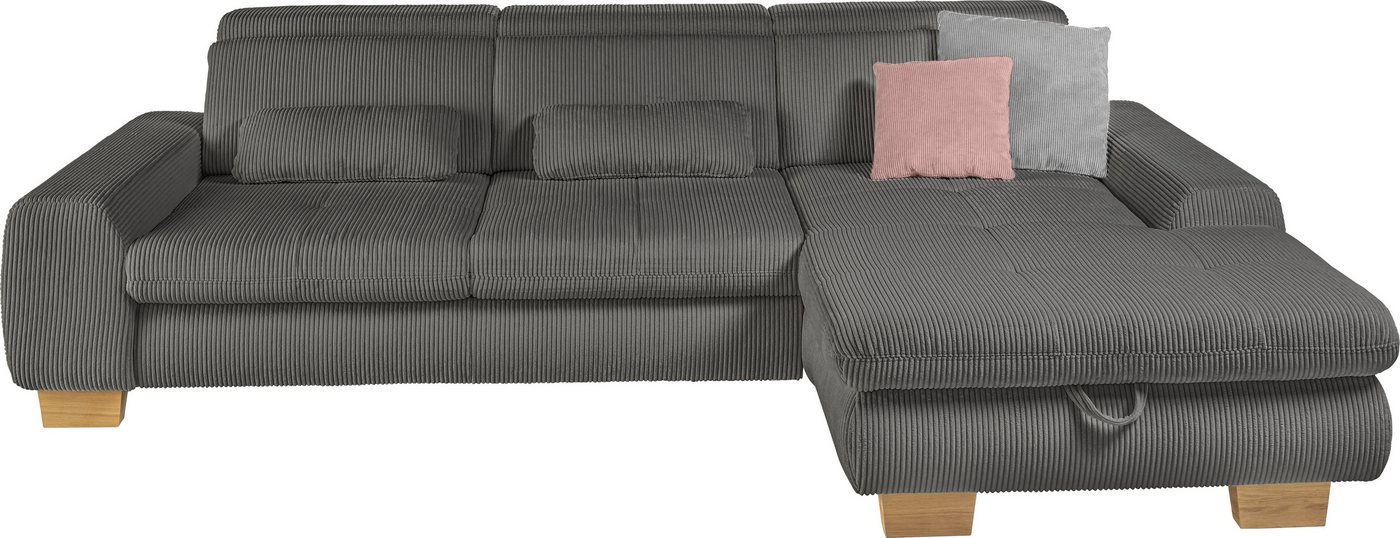 set one by Musterring Ecksofa, Kopteil verstellbar, mit Bettfunktion, in Cord, anthrazit, Sitzhöhe 49 set one by Musterring Ecksofa, Kopteil verstellbar, mit Bettfunktion, in Cord, anthrazit, Sitzhöhe 49 von set one by Musterring
