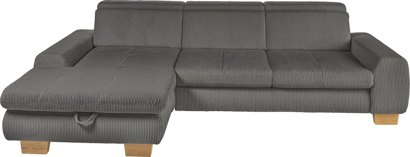set one by Musterring Ecksofa SO 3400 Sitzhöhe 47cm oder 49cm, Sitztiefe verstellbar, B/T: 307/195cm, Kopteil verstellbar, mit Bettfunktion, in Cord, anthrazit, Sitzhöhe 47 von set one by Musterring