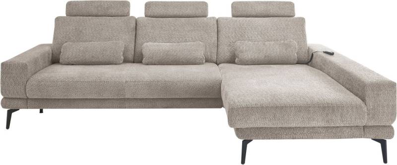 set one by Musterring Ecksofa SO 3600, inkl motor. Sitztiefenverstellung, Kopfstützen, Nierenkissen, Sitzhöhe 44 cm, Kaltschaum, Breite 293 x Tiefe 180 cm, Kama stone von set one by Musterring