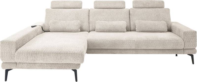 set one by Musterring Ecksofa SO 3600, inkl motor. Sitztiefenverstellung, Kopfstützen, Nierenkissen, Sitzhöhe 44 cm, Federkern, Breite 293 x Tiefe 180 cm, Kama sand von set one by Musterring