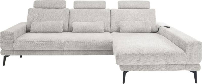 set one by Musterring Ecksofa SO 3600, inkl motor. Sitztiefenverstellung, Kopfstützen, Nierenkissen, Sitzhöhe 44 cm, Federkern, Breite 293 x Tiefe 180 cm, Kama silver von set one by Musterring