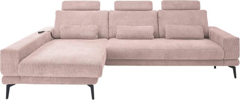 set one by Musterring Ecksofa SO 3600, inkl motor. Sitztiefenverstellung, Kopfstützen, Nierenkissen, Sitzhöhe 44 cm, Federkern, Breite 293 x Tiefe 180 cm, Kama rose von set one by Musterring