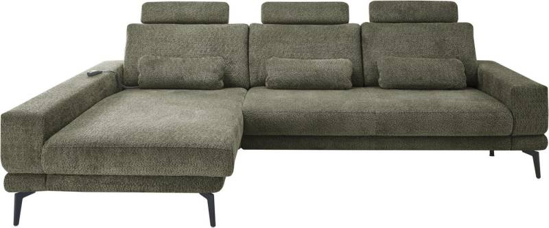 set one by Musterring Ecksofa SO 3600, inkl motor. Sitztiefenverstellung, Kopfstützen, Nierenkissen, Sitzhöhe 42 cm, Kaltschaum, Breite 293 x Tiefe 180 cm, Kama olive von set one by Musterring