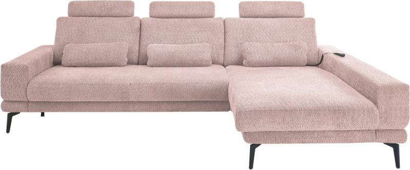 set one by Musterring Ecksofa SO 3600, inkl motor. Sitztiefenverstellung, Kopfstützen, Nierenkissen, Sitzhöhe 44 cm, Federkern, Breite 293 x Tiefe 180 cm, Kama rose von set one by Musterring