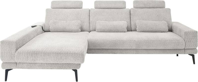 set one by Musterring Ecksofa SO 3600, inkl motor. Sitztiefenverstellung, Kopfstützen, Nierenkissen, Sitzhöhe 42 cm, Kaltschaum, Breite 293 x Tiefe 180 cm, Kama silver von set one by Musterring