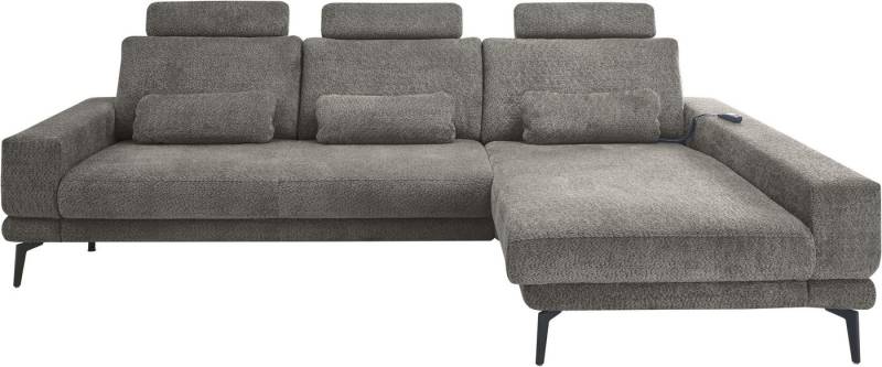 set one by Musterring Ecksofa SO 3600, inkl motor. Sitztiefenverstellung, Kopfstützen, Nierenkissen, Sitzhöhe 44 cm, Federkern, Breite 293 x Tiefe 180 cm, Kama anthrazit von set one by Musterring