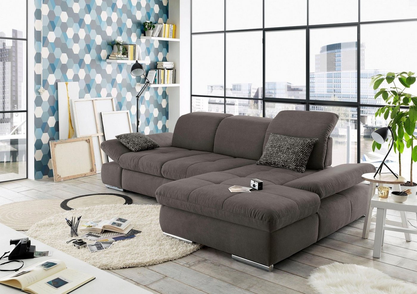 set one by Musterring Ecksofa SO 4100, Recamiere links oder rechts, wahlweise mit Bettfunktion von set one by Musterring