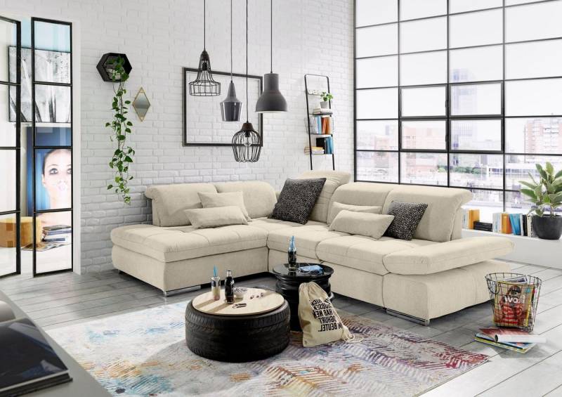 set one by Musterring Ecksofa SO 4100 mit komfortablen Federkern und Kopfteilverstellung, wahlweise mit Bettfunktion und Sitztiefenverstellung, L-Form von set one by Musterring