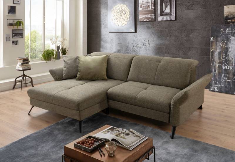 set one by Musterring Ecksofa SO 4400 V, wahlweise mit motorischer Bettfunktion & Kopfverstellung, Fuß schwarz von set one by Musterring