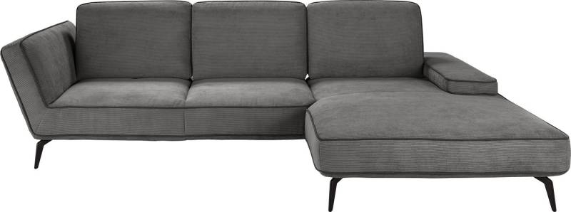 set one by Musterring Ecksofa SO 4500, Füße schwarz matt, inkl Schwenkrückenfunktion, Cord, L-Form, wahlweise mit Kopfstütze/Armteilverstellung/Rückenneigung von set one by Musterring