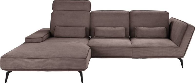 set one by Musterring Ecksofa SO 4500, Füße schwarz matt, inkl Schwenkrückenfunktion, Cord, L-Form, wahlweise mit Kopfstütze/Armteilverstellung/Rückenneigung von set one by Musterring