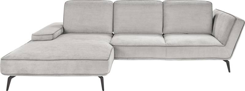 set one by Musterring Ecksofa SO 4500, Füße schwarz matt, inkl Schwenkrückenfunktion, Cord, L-Form, wahlweise mit Kopfstütze/Armteilverstellung/Rückenneigung von set one by Musterring