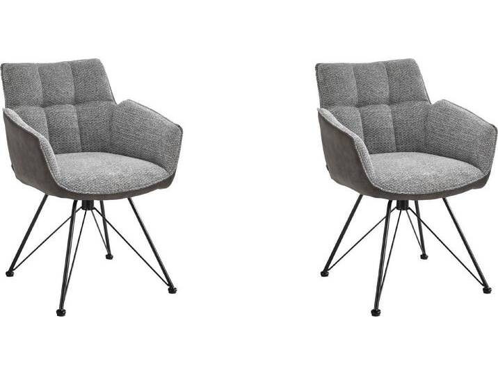 set one by Musterring Esszimmerstuhl Frisco-B (Set, 2 St), Bezug innen Chenille und außen Microfaser, Design-Gestell schwarz, grau von set-one-by-Musterring