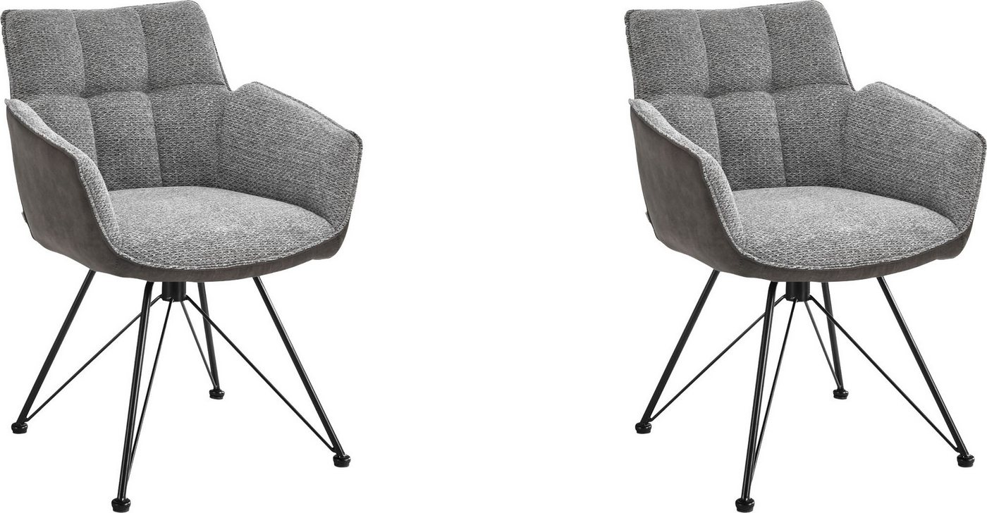 set one by Musterring Esszimmerstuhl Frisco-B (Set, 2 St), Bezug innen Chenille und außen Microfaser, Design-Gestell schwarz von set one by Musterring