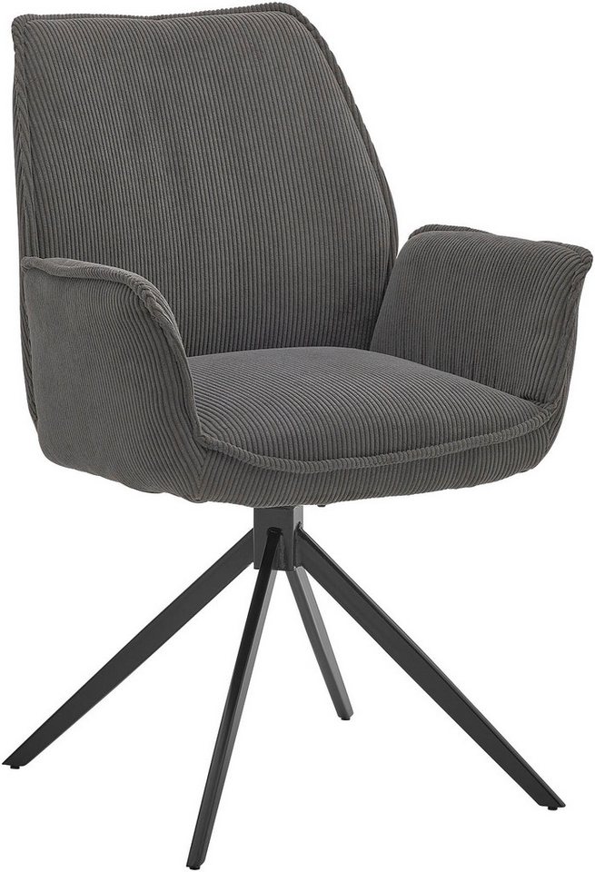 Musterring Esszimmerstuhl Tiama (Set, 2 St), Stativgestell aus Eisen schwarz, 180° drehbar, Stoff Cord oder Bouclé von Musterring