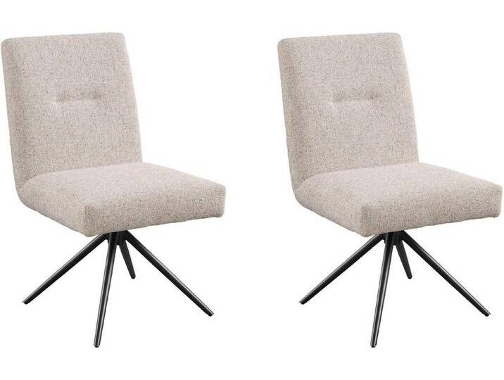 set one by Musterring Esszimmerstuhl Tracy, 2er-Set, Stativgestell schwarz, Sitz aus Webstoff, B52 x T65 cm, beige von set-one-by-Musterring