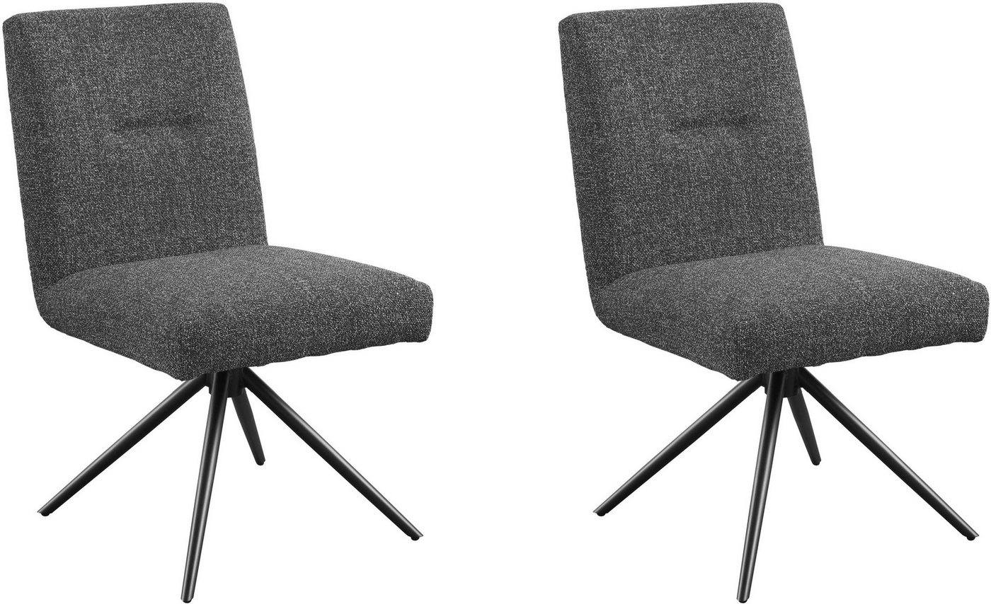 set one by Musterring Esszimmerstuhl Tracy, 2er-Set, Stativgestell schwarz, Sitz aus Webstoff, B52 x T65 cm von set one by Musterring