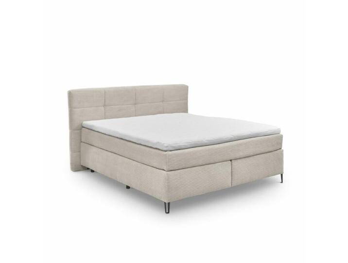 set one by Musterring Fairfield Boxspringbett Bezug Ribcord und Kopfteil mit Kassettenfeldern - Ribcord Zoom cream , 180 x 200 , inkl. Kissen, Modern, Zeitlos von set-one-by-Musterring
