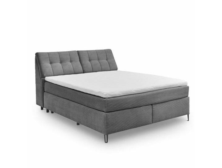 set one by Musterring Fairfield Boxspringbett mit Stauraum im Kopfteil - Ribcord Zoom ash , 180 x 200 , ohne Zusatzausstattung von set-one-by-Musterring