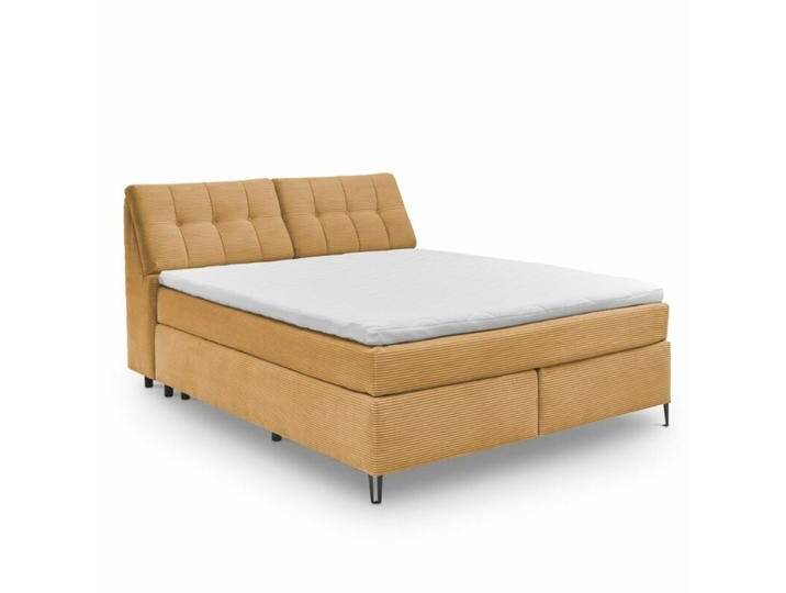 set one by Musterring Fairfield Boxspringbett mit Stauraum im Kopfteil - Ribcord Zoom mustard , 180 x 200 , inkl. Kissen von set-one-by-Musterring