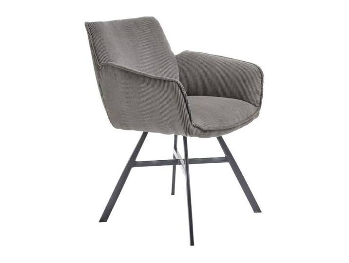set one by Musterring Frisco Schalensessel Cord - Cord Rebel grey , 4-Fuß-Gestell Eisen schwarz von set-one-by-Musterring
