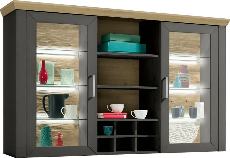 set one by Musterring Aufsatzschrank York Typ 24, Glastüren und Flaschenregal, Beleuchtung optional, B 184 cm von set one by Musterring