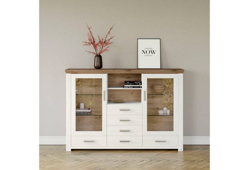 set one by Musterring Highboard York, Typ 56, mit Glastüren, Beleuchtung optional, B 184 cm von set one by Musterring