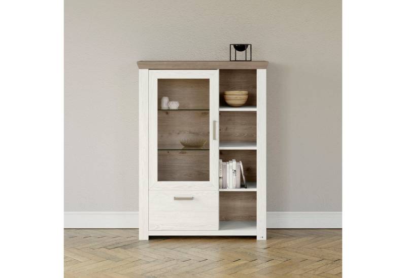 set one by Musterring Highboard York, Typ 13 und 14, mit Glastür und Schubkasten, 3 Farbvarianten, B 105 cm von set one by Musterring