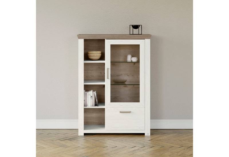 set one by Musterring Highboard York, Typ 13 und 14, mit Glastür und Schubkasten, 3 Farbvarianten, B 105 cm von set one by Musterring
