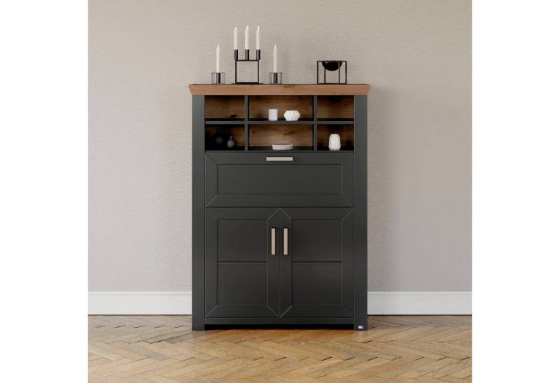 set one by Musterring Highboard York, Typ 15, mit Holztüren und Klappe, Beleuchtung optional, Breite 105 cm von set one by Musterring
