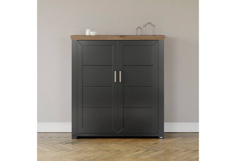 set one by Musterring Highboard York, Typ 19, mit 3 Schubkästen und Flaschenregal, Landhausstil, B 129cm von set one by Musterring