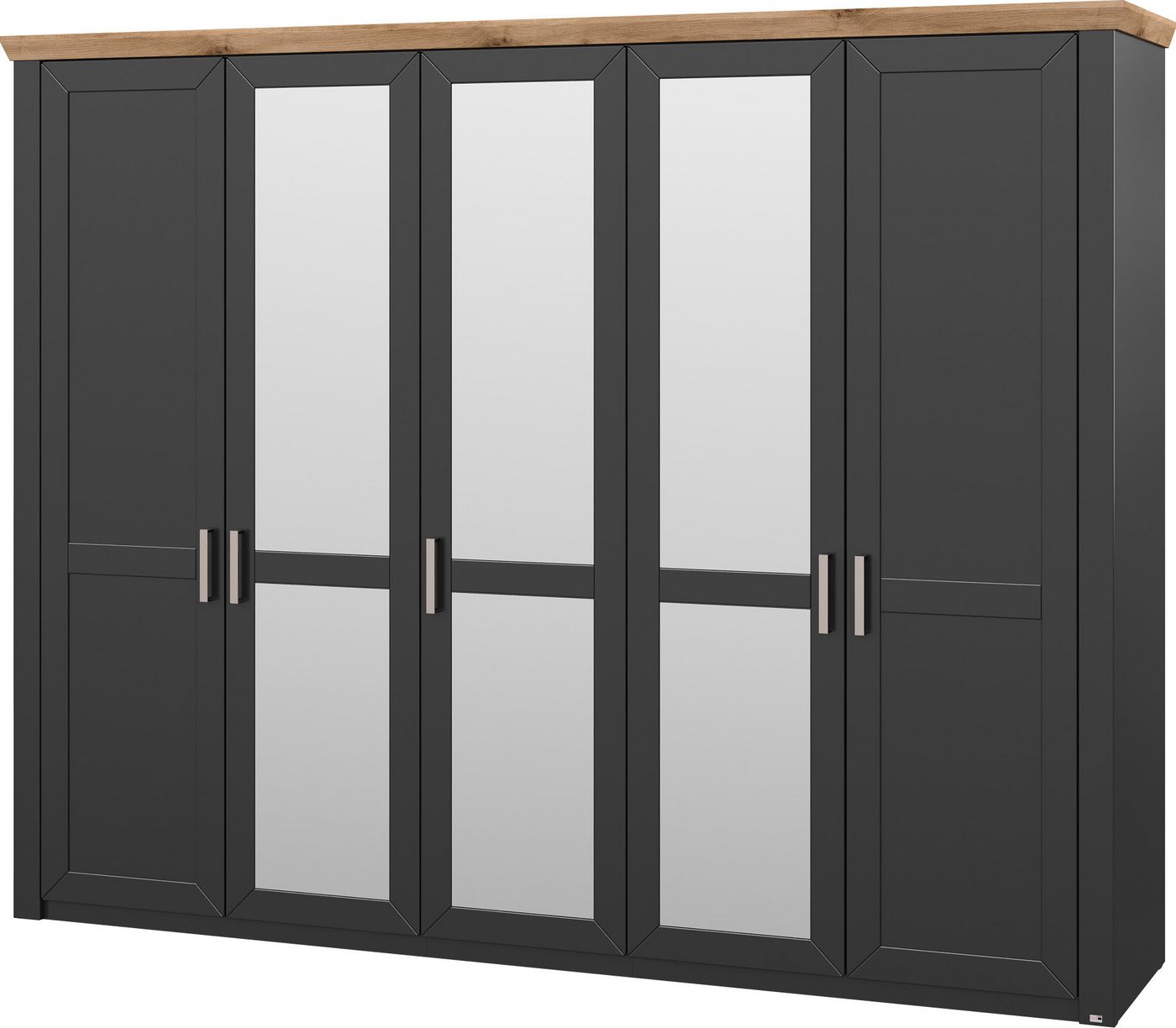 set one by Musterring Kleiderschrank York Schlafen (2-St) mit Holz- und Spiegeltüren, inkl. Kranz in Eiche, Höhe 207 x T60 cm von set one by Musterring