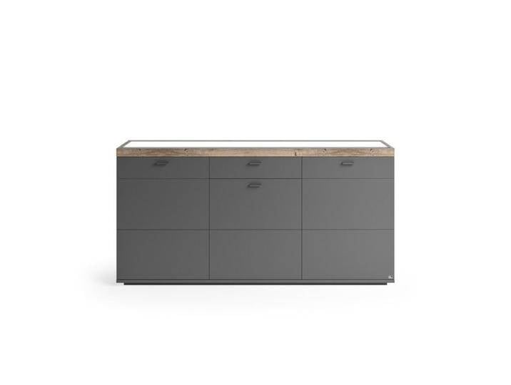 set one by Musterring Lancaster Sideboard Type 51 mit Milchglaseinsatz - optional mit LED-Beleuchtung - Dekor Grau Anthrazit , inkl. Beleuchtung von set-one-by-Musterring