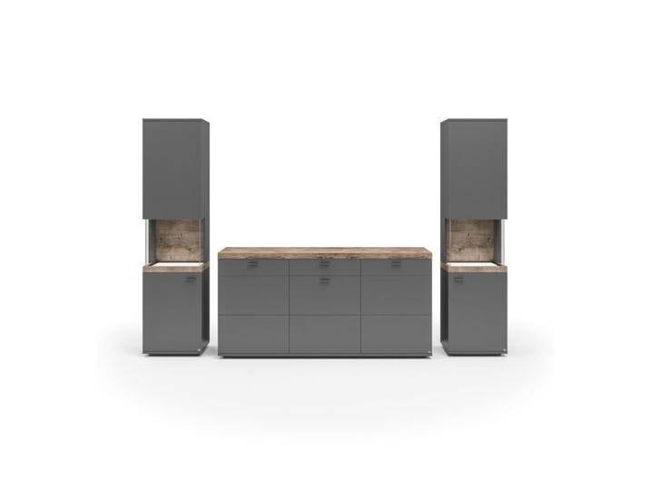 set one by Musterring Lancaster Wohnwand Type 280 mit Sideboard - optional mit LED-Beleuchtung - Dekor grau anthrazit, Absetzung Eiche Ribbeck cognac Nachbildung, Klarglas , inkl. Beleuchtung & Türdämpfer set one by Musterring Lancaster Wohnwand Type 280 mit Sideboard - optional mit LED-Beleuchtung - Dekor grau anthrazit, Absetzung Eiche Ribbeck cognac Nachbildung, Klarglas , inkl. Beleuchtung & Türdämpfer von set-one-by-Musterring