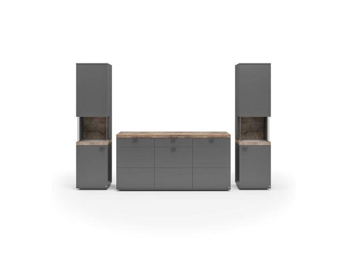 set one by Musterring Lancaster Wohnwand Type 280 mit Sideboard - optional mit LED-Beleuchtung - Dekor grau anthrazit, Absetzung Eiche Ribbeck cognac Nachbildung, Klarglas , ohne Zubehör set one by Musterring Lancaster Wohnwand Type 280 mit Sideboard - optional mit LED-Beleuchtung - Dekor grau anthrazit, Absetzung Eiche Ribbeck cognac Nachbildung, Klarglas , ohne Zubehör von set-one-by-Musterring