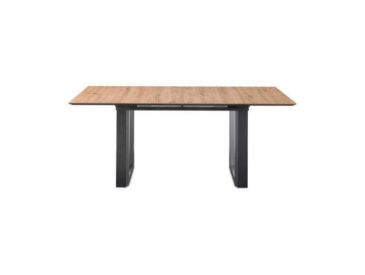 set one by Musterring New Atlanta Ausziehtisch mit Gestell in U-Form und Platte mit Schweizer Kante - Dekor Vulkanschwarz , 170/220 x 75,5 x 90 , Asteiche Artisan Nachbildung, Modern, Ausziehfunktion von set-one-by-Musterring