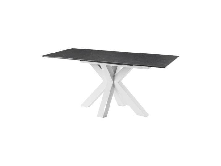 set one by Musterring New Atlanta Esstisch ausziehbar mit Gestell in Stern-Form und Platte mit Schweizer Kante - Keramik schwarz Nachbildung , Sterngestell Dekor Ice White supermatt , 170/220 x 75,5 x 90 von set-one-by-Musterring