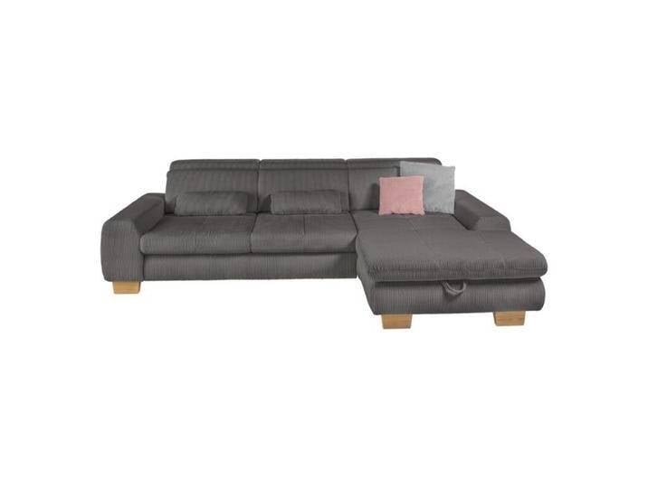 set one by Musterring SO 3400 Ecksofa in Cord mit manueller Sitztiefenverstellung und opt. Schlaffunktion - Cord anthrazit , Komfort Modell , rechts von set-one-by-Musterring