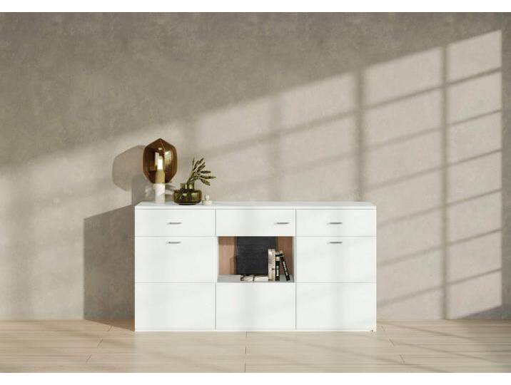 set one by Musterring Sideboard TACOMA, Typ 53, Breite 180 cm, mit getönter Glastür, weiß, Weiß Arctic Hochglanz von set-one-by-Musterring