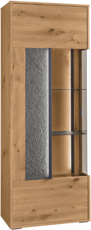 set one by Musterring Vitrine Deltona mit Sandsteinelement, inkl. Beleuchtung, zwei Farben, B64 x H170 cm von set one by Musterring
