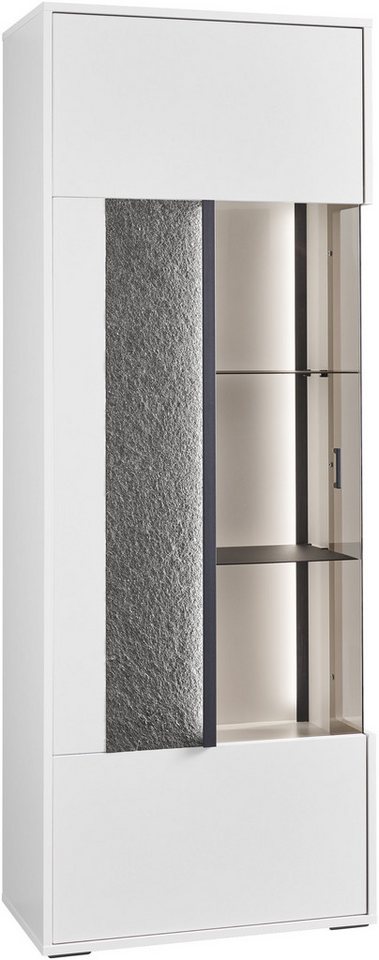 set one by Musterring Vitrine Deltona mit Sandsteinelement, inkl. Beleuchtung, zwei Farben, B64 x H170 cm von set one by Musterring