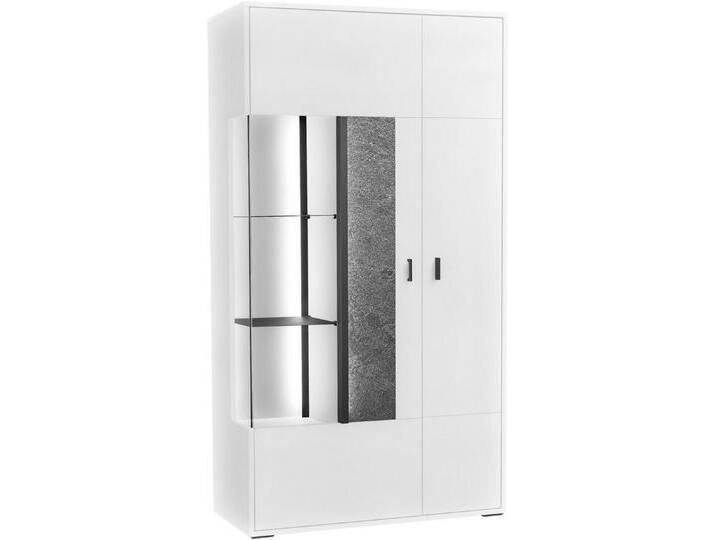 set one by Musterring Vitrine Deltona mit Sandsteinelement, inkl. Beleuchtung, zwei Farben, B94 x H170 cm, weiß, Glasfront links, Korpus: Weiss matt von set-one-by-Musterring