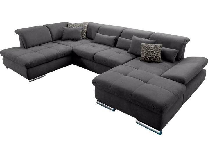 set one by Musterring Wohnlandschaft SO 4100 komfortable Federkernunterfederung, inkl. Kopfteilverstellung, U-Form, grau, ohne Funktion, fango 16 von set-one-by-Musterring