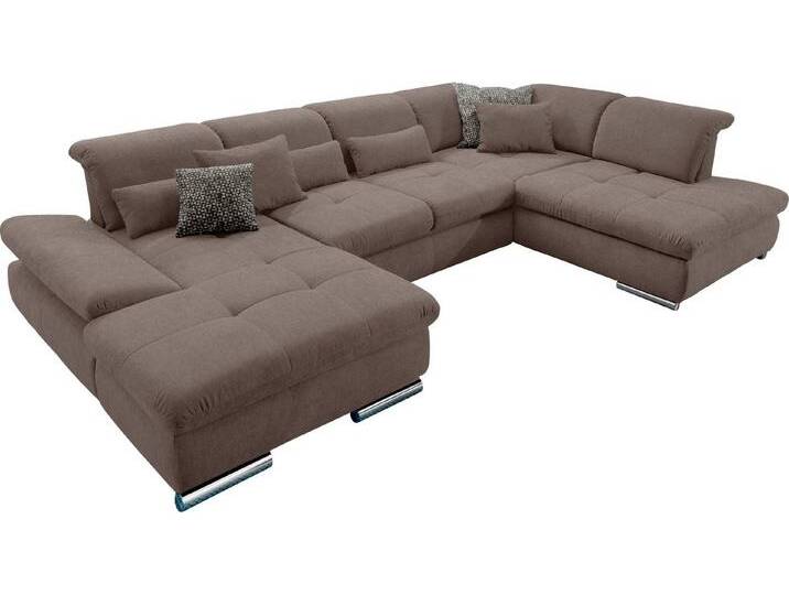 set one by Musterring Wohnlandschaft SO 4100 komfortable Federkernunterfederung, inkl. Kopfteilverstellung, U-Form, grau, ohne Funktion, taupe 710 von set-one-by-Musterring
