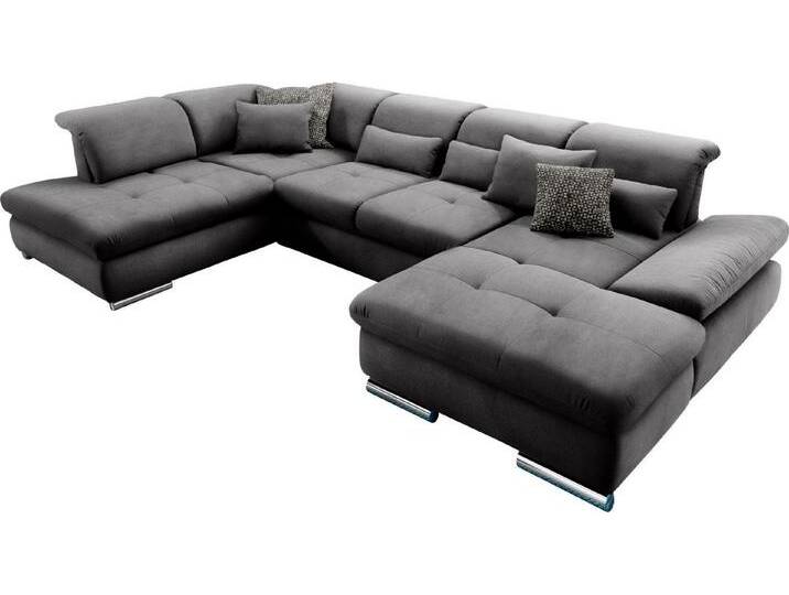 set one by Musterring Wohnlandschaft SO 4100 komfortable Federkernunterfederung, inkl. Kopfteilverstellung, U-Form, grau von set-one-by-Musterring