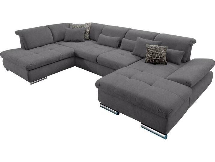 set one by Musterring Wohnlandschaft SO 4100 komfortable Federkernunterfederung, inkl. Kopfteilverstellung, U-Form, grau von set-one-by-Musterring