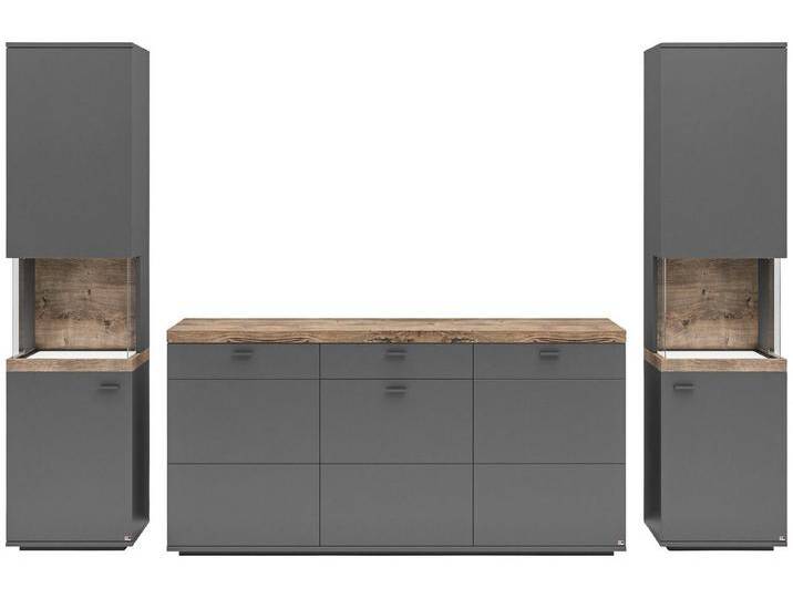 set one by Musterring Wohnwand Lancaster, 3-teilig mit Fronten in weiß oder grau, Breite ca.300cm, grau, Ohne Beleuchtung set one by Musterring Wohnwand Lancaster, 3-teilig mit Fronten in weiß oder grau, Breite ca.300cm, grau, Ohne Beleuchtung von set-one-by-Musterring