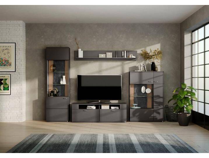 set one by Musterring Wohnwand TACOMA, (Set, 4-St), Typ 02, mit Wandboard, grau, grafit matt von set-one-by-Musterring