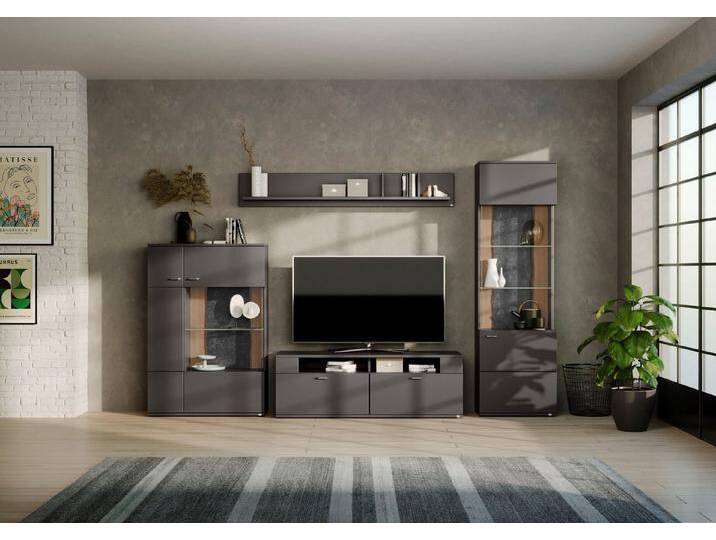 set one by Musterring Wohnwand TACOMA, (Set, 4-St), Typ 52, mit Wandboard, grau, Grafit matt von set-one-by-Musterring